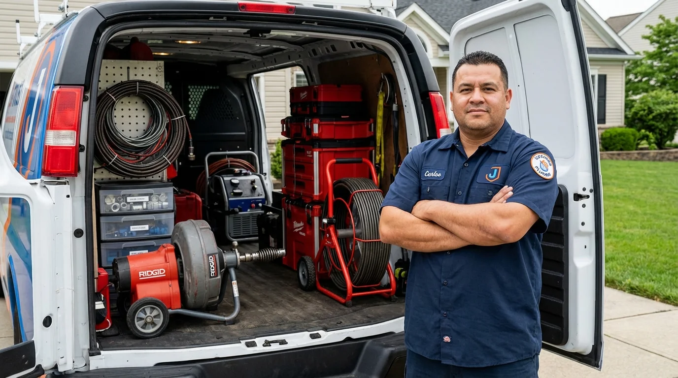 Professional drain cleaning equipment and Johns Plumbing LLC plumber in Ixonia