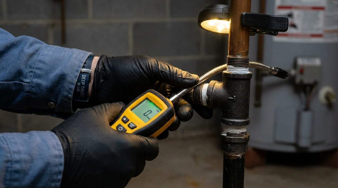 Gas leak detection with electronic sniffer by Johns Plumbing LLC in Ixonia